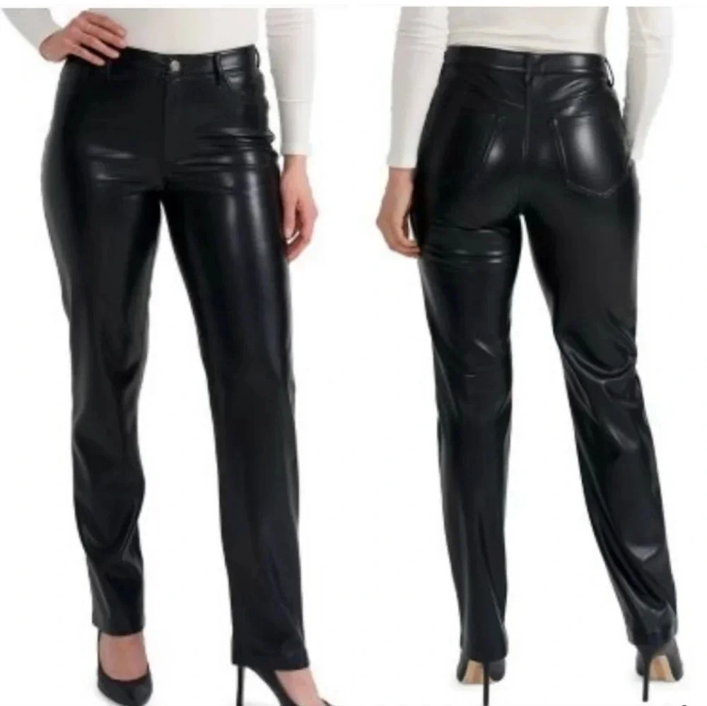 NWT Joie Vegan Leather Straight Leg Pants in Black, Women's Size 10.